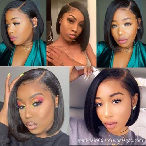 Factory Direct Sale Black Human Hair Short Bob Wig Cheap 4*4 13*4 Short Lace Front Bob Wigs